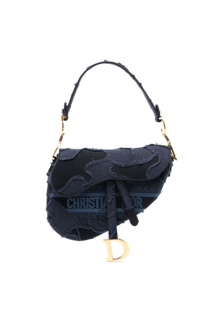Dior Pre-Loved Dior Camouflage Embroidered Canvas Saddle Bag