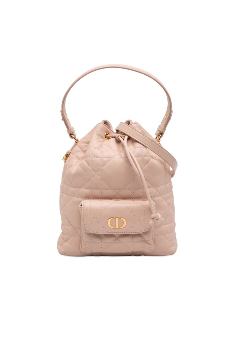 Dior Pre-Loved Dior Small Lambskin Macrocannage Caro Bucket Bag