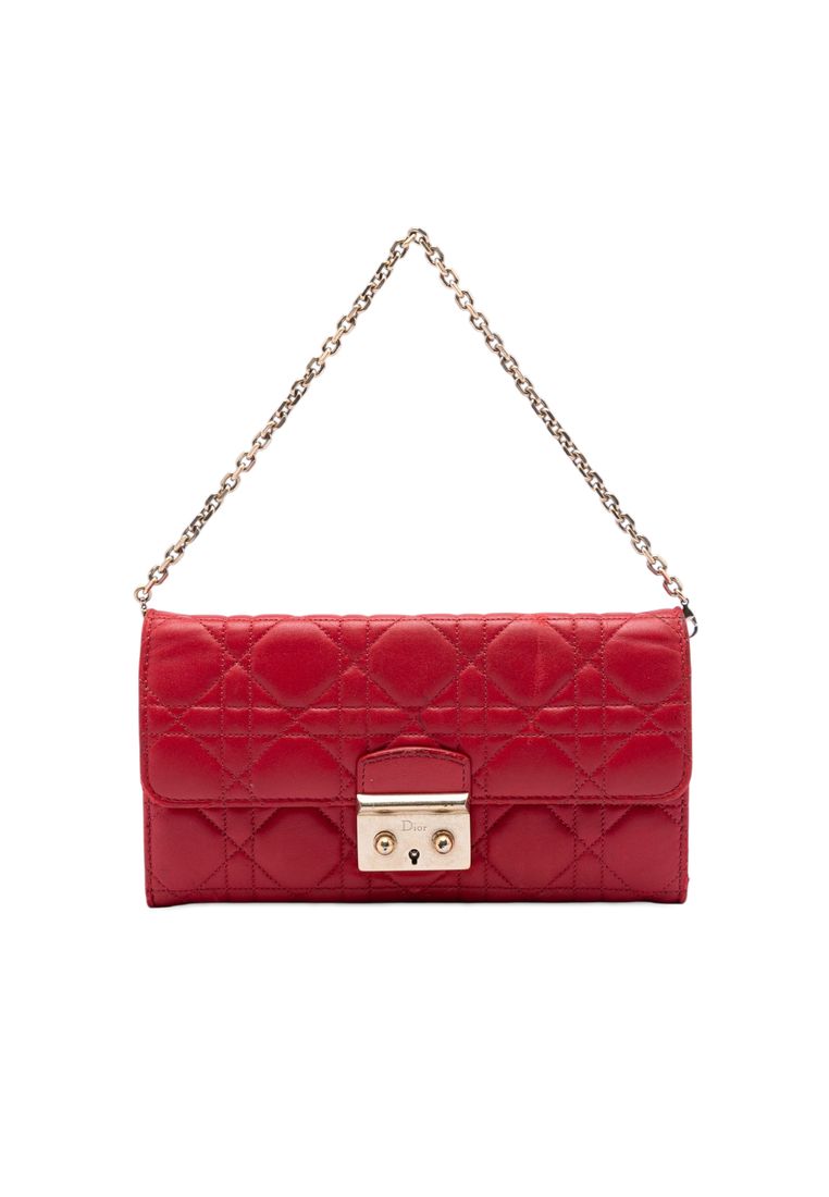 Dior Pre-Loved Dior Lambskin Cannage Miss Dior Promenade Wallet On Chain