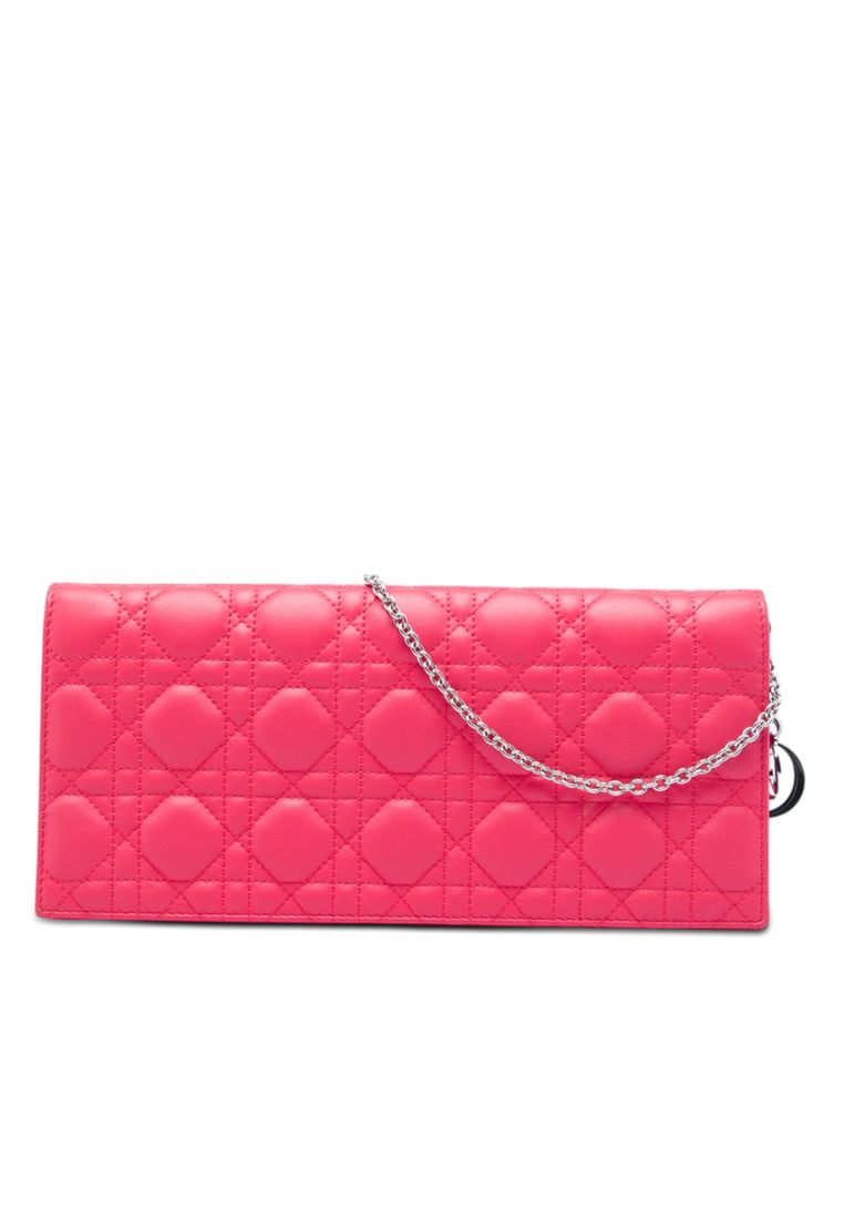 Dior Pre-Loved Dior Lambskin Cannage Lady Dior Wallet On Chain