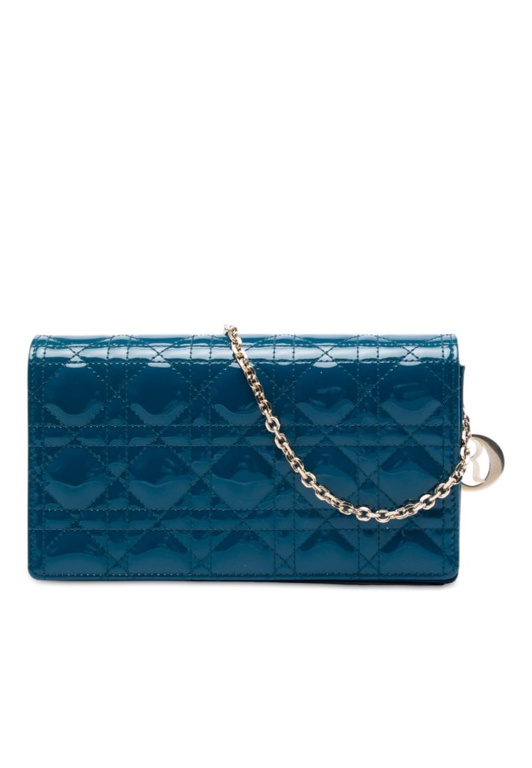 Dior Pre-Loved Dior Patent Cannage Lady Dior Wallet On Chain