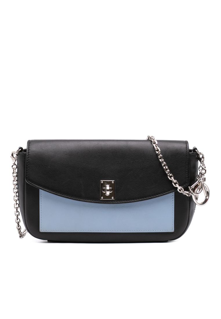 Dior Pre-Loved Dior Tricolor Leather Turn Lock Wallet On Chain