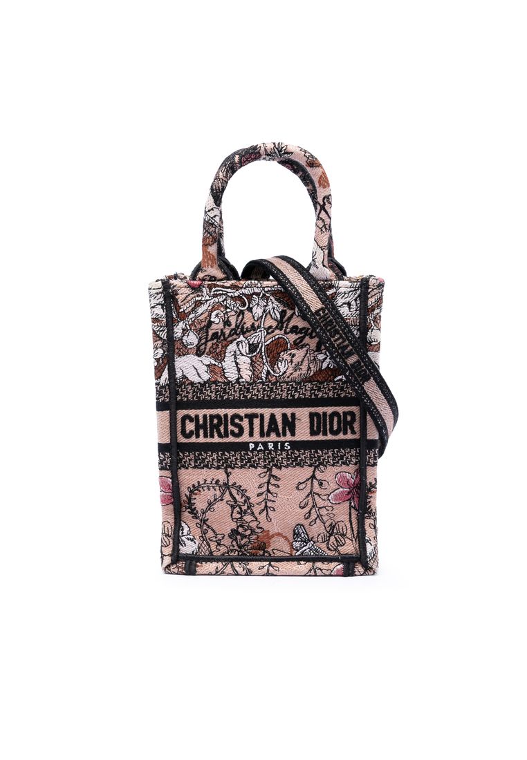 Dior Pre-Loved Dior Mini Embroidered Canvas Jardin Magique Vertical Book Tote