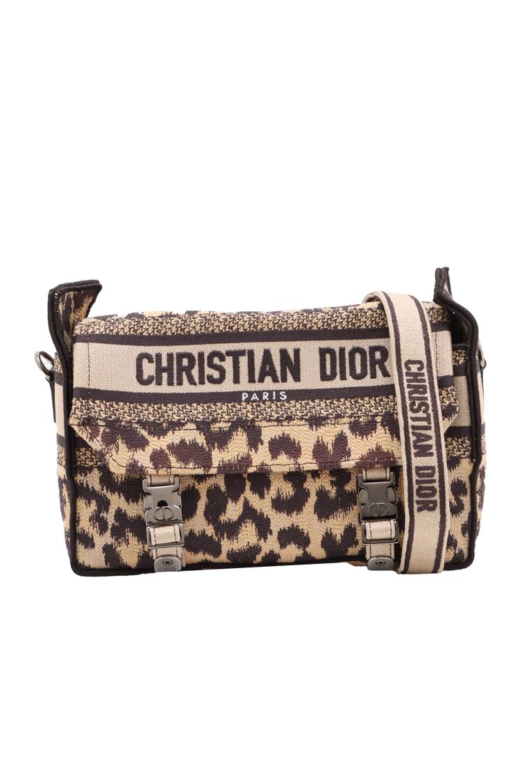 Dior Pre-Loved Dior Mizza Small Embroidered Canvas Leopard Diorcamp Messenger Bag