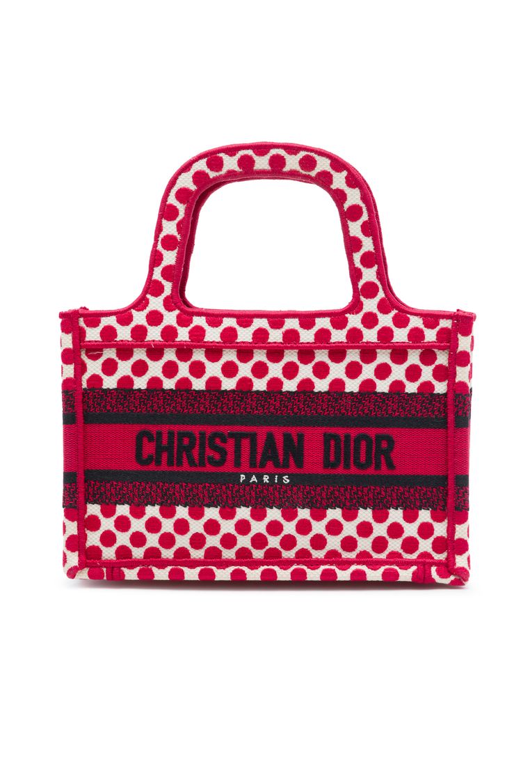 Dior Pre-Loved Dior Dioramour Mini Embroidered Canvas Dots Book Tote