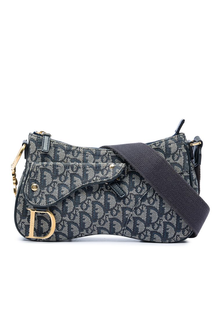 Dior Pre-Loved Dior Diorissimo Trotter Canvas Double Saddle Crossbody
