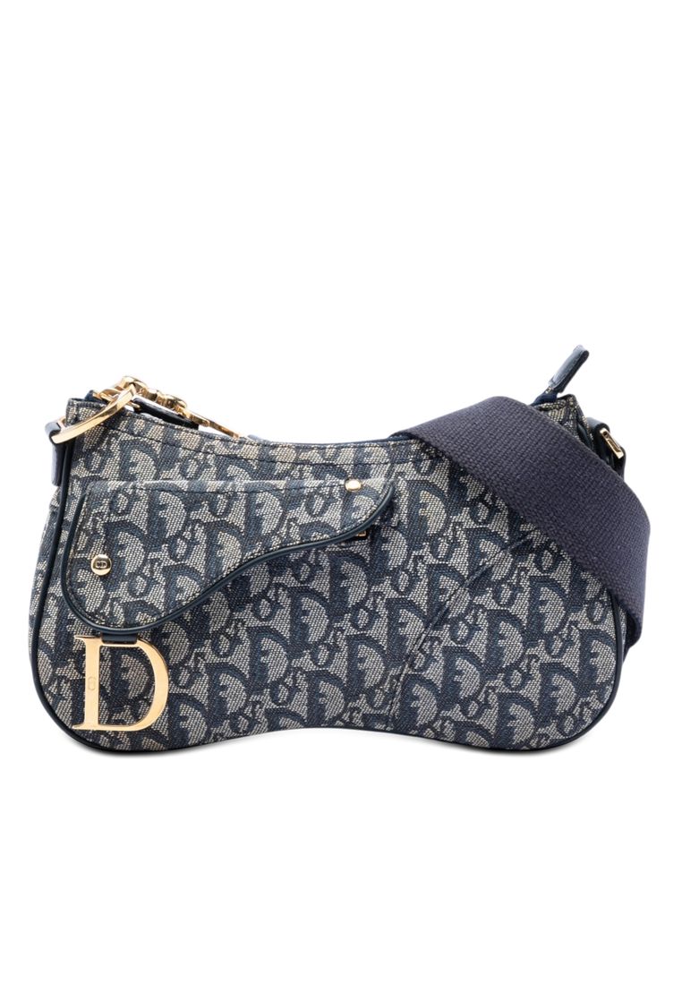 Dior Pre-Loved Dior Diorissimo Trotter Canvas Double Saddle Crossbody