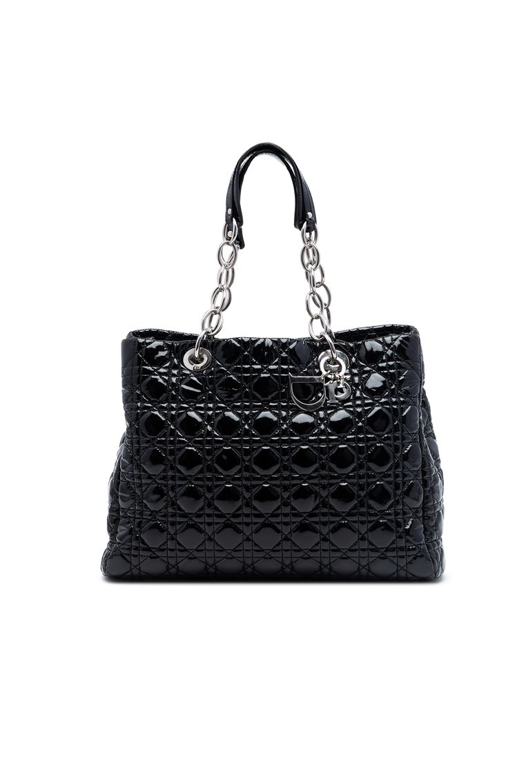 Dior Pre-Loved Dior Large Patent Cannage Lady Dior Soft Shopping Tote