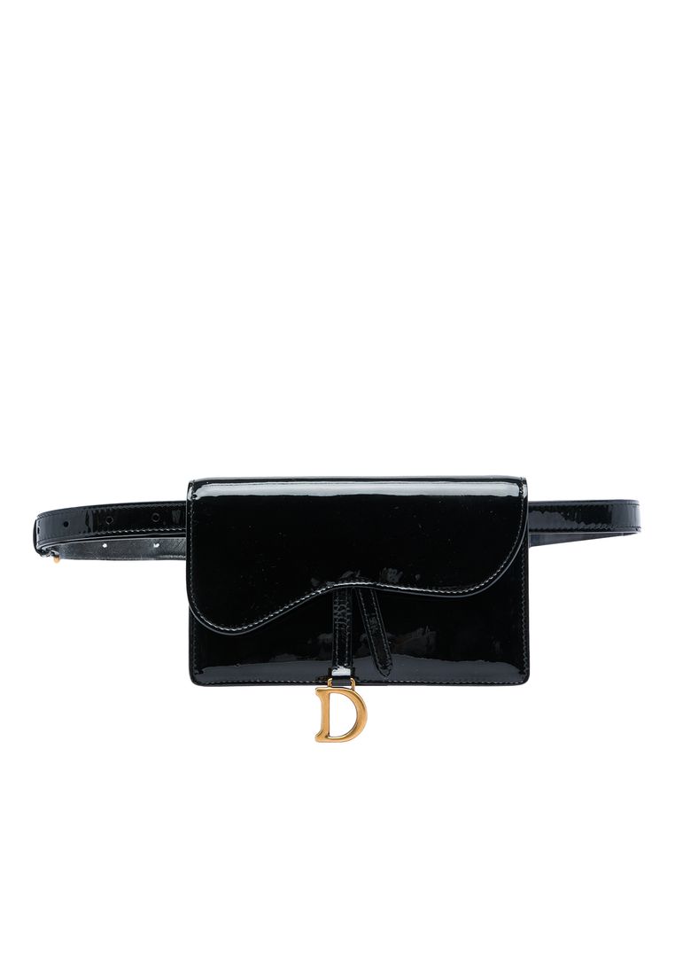 Dior Pre-Loved Dior Patent Saddle Belt Bag