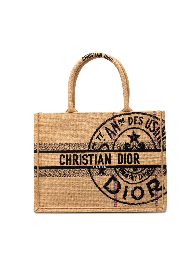 Dior Pre-Loved Dior Medium Jute Embroidered Book Tote