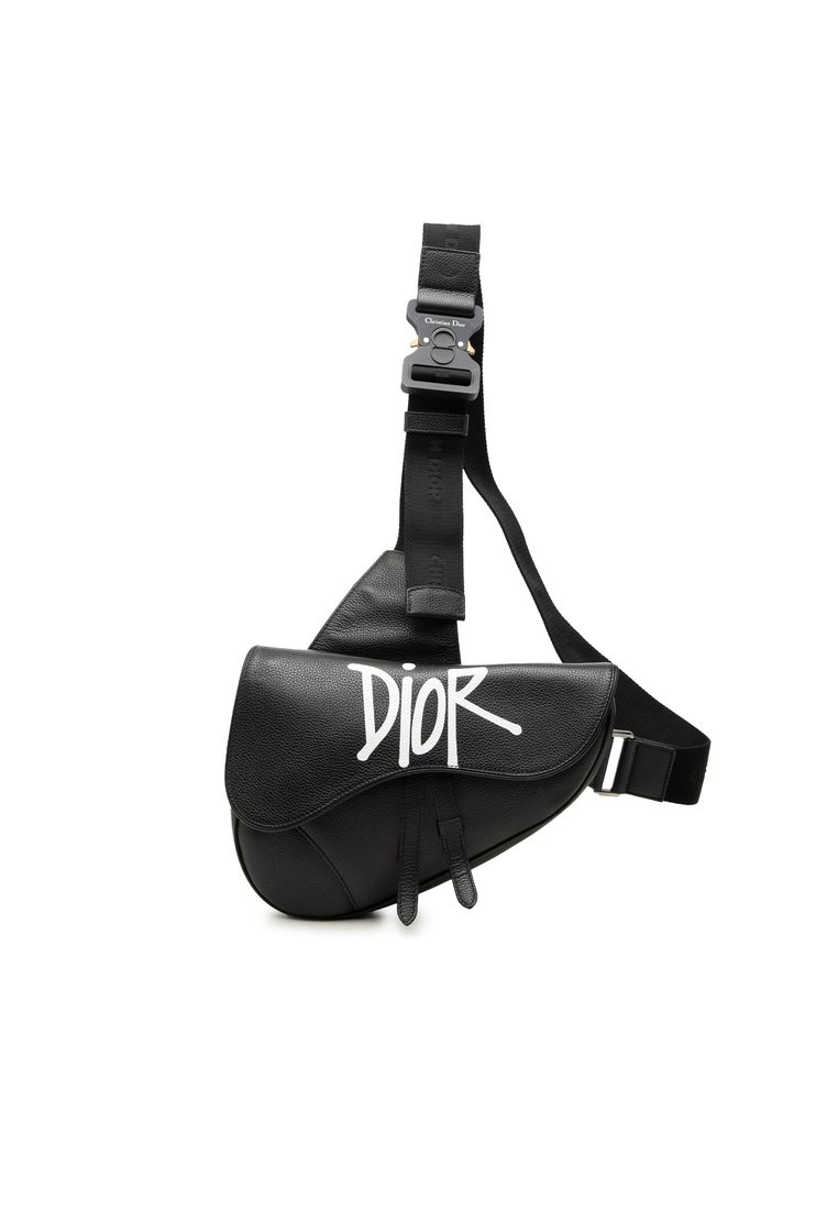 DIOR Pre-Loved Dior Shawn Stussy Grained Calfskin Saddle Bag
