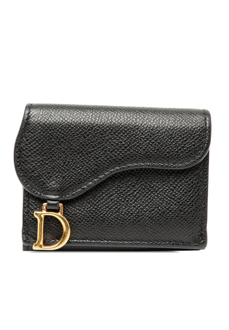 Dior Pre-Loved Dior Grained Calfskin Saddle Trifold Wallet