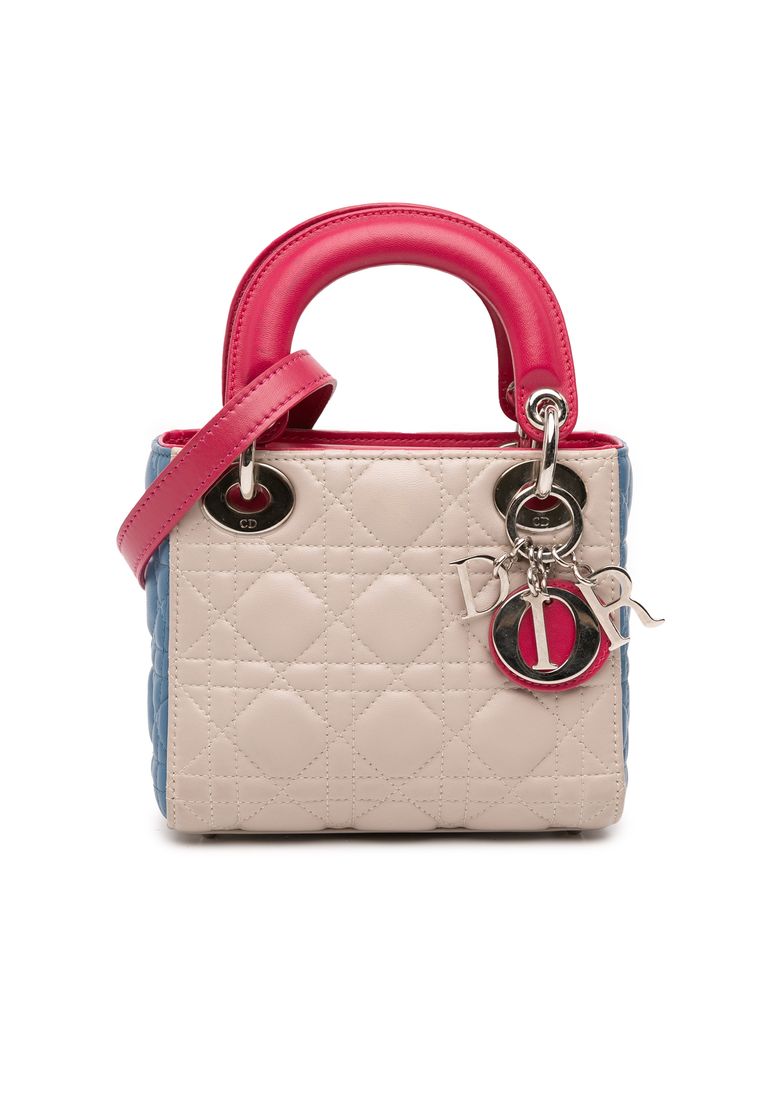 Dior Pre-Loved Dior Mini Tricolor Lambskin Cannage Lady Dior