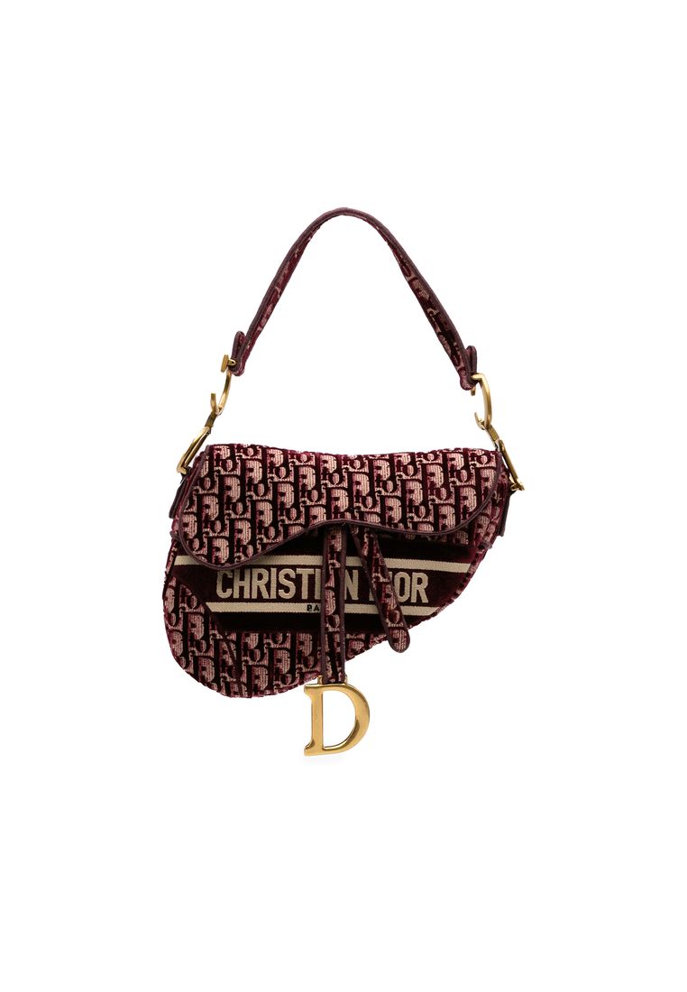 Dior Pre-Loved Dior Oblique Velvet Embroidered Saddle Bag