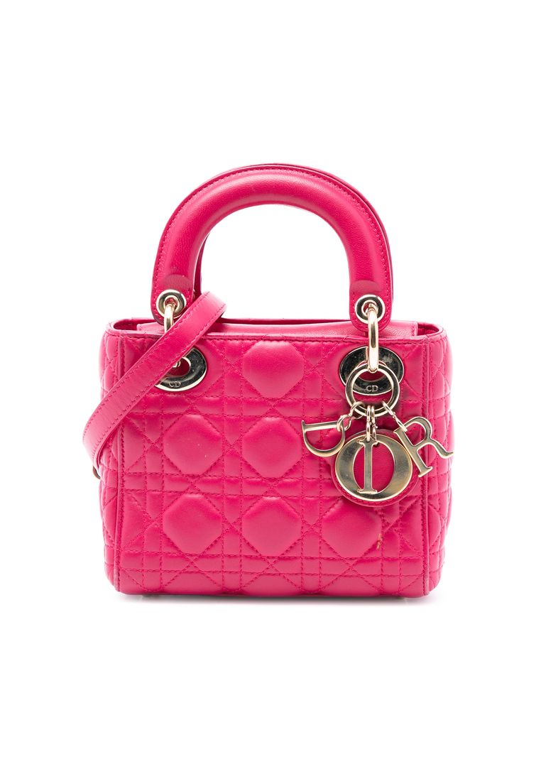 Dior Pre-Loved Dior Mini Lambskin Cannage Lady Dior