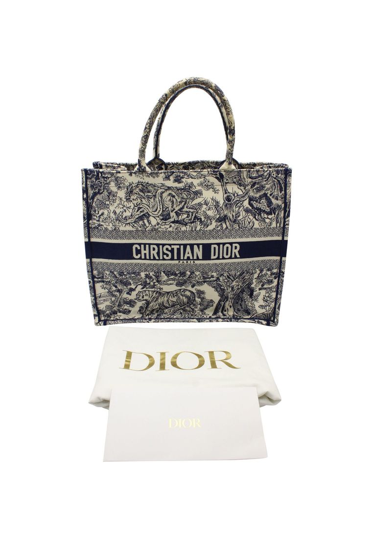 Dior Pre-Loved Dior Book Small Tote Bag In Navy Blue Canvas