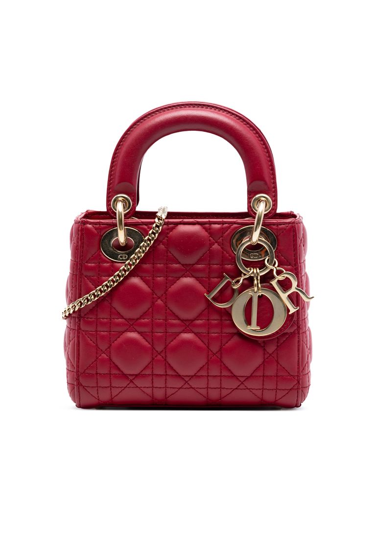 Dior Pre-Loved Dior Mini Lambskin Cannage Lady Dior