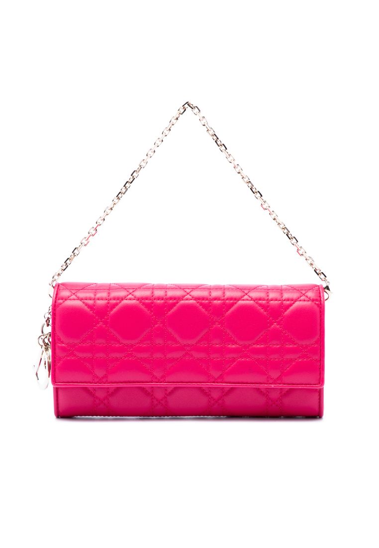 Dior Pre-Loved Dior Lambskin Cannage Lady Dior Wallet On Chain