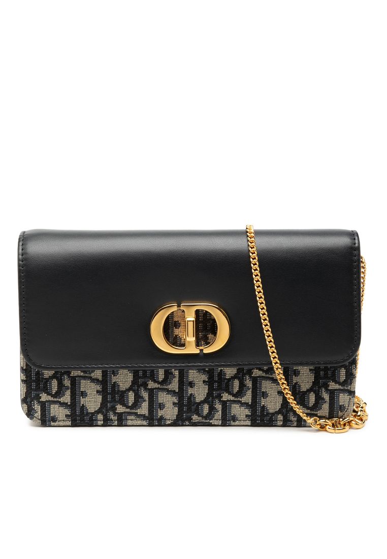 Dior Pre-Loved Dior Oblique Jacquard And Calfskin Miss Caro Pouch With Chain