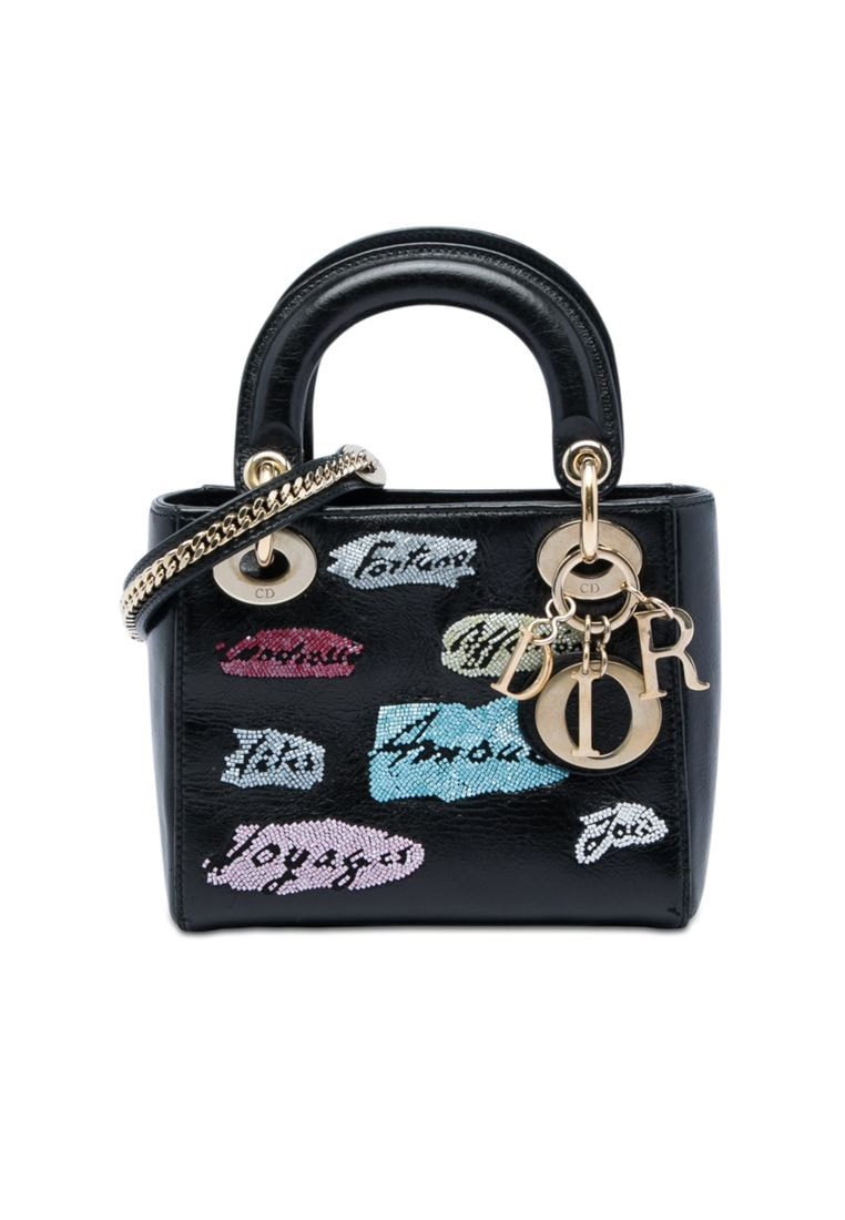 Dior Pre-Loved Dior Mini Calfskin Beaded Lady Dior