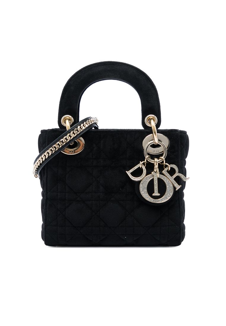 Dior Pre-Loved Dior Mini Velvet Cannage Lady Dior