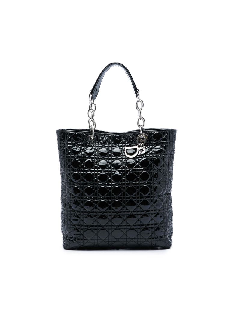 Dior Pre-Loved Dior Patent Cannage Lady Dior Soft Shopping Tote