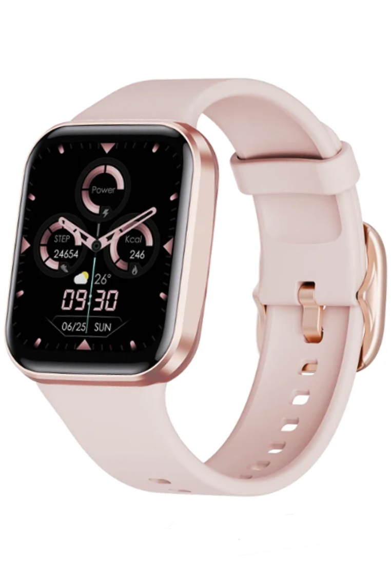 EGLANTINE Ladies IOS/Android IP Pink SmartWatch with Pink Rubber Strap