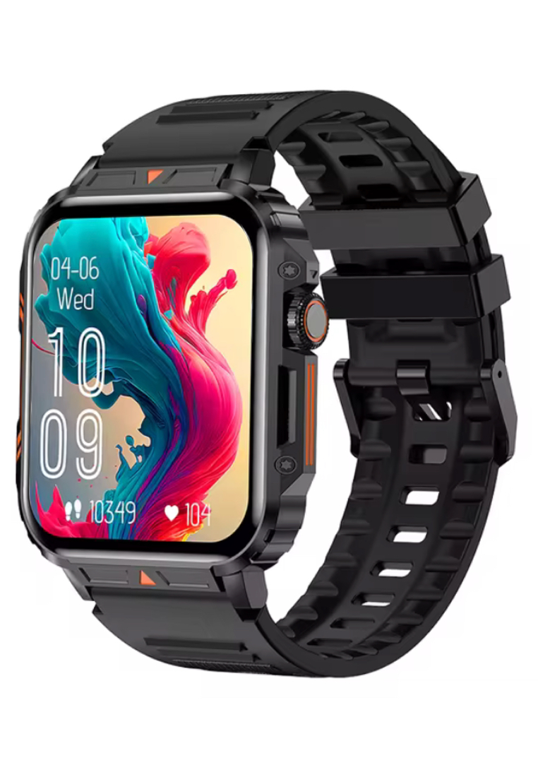 EGLANTINE Unisex IOS/Android IP Black SmartWatch with Black Rubber Strap