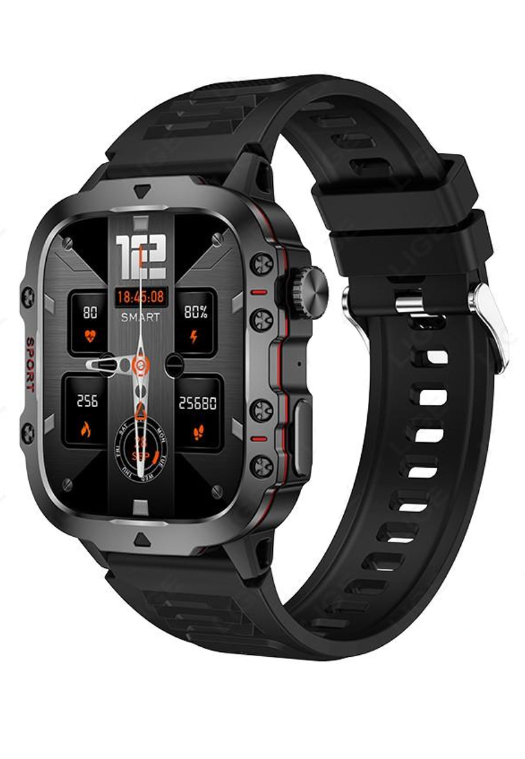 EGLANTINE Unisex Smart Watch - Bluetooth Call - 1.96 Inch HD Screen 240x282 - Android/IOS - 3ATM Wat