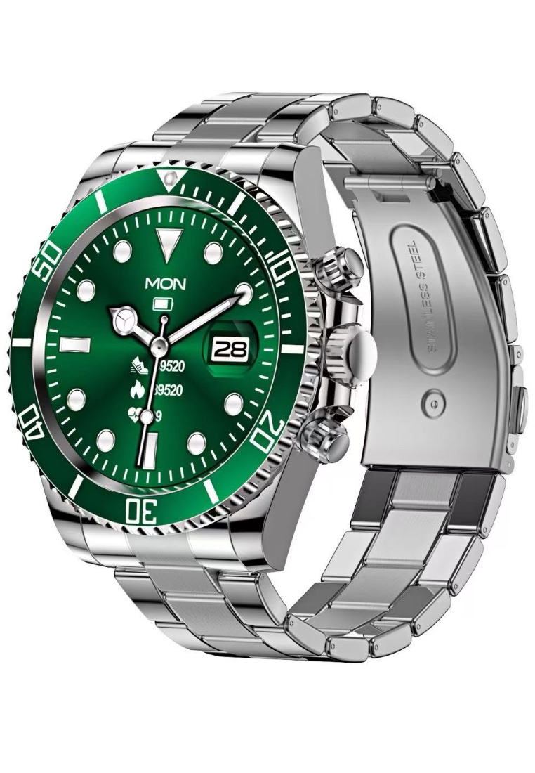 EGLANTINE Smart Watch 46mm, Waterproof, Stainless Steel Bracelet