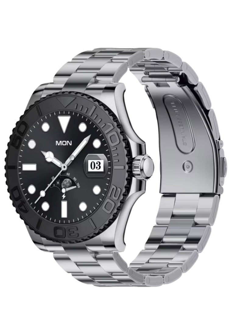 EGLANTINE Sport/Luxury Smart Watch, Daily Life Waterproof, Stainless Steel Bracelet + 1 free Silicon