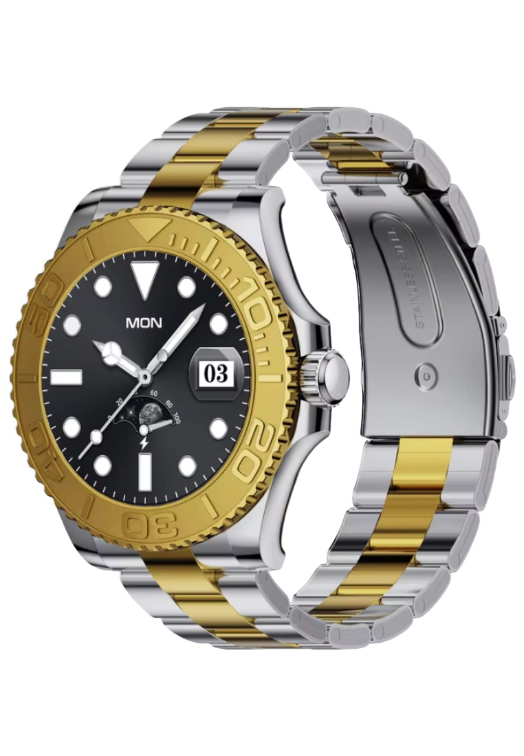 EGLANTINE Sport/Luxury Smart Watch, Daily Life Waterproof, Stainless Steel Bracelet + 1 free Silicon