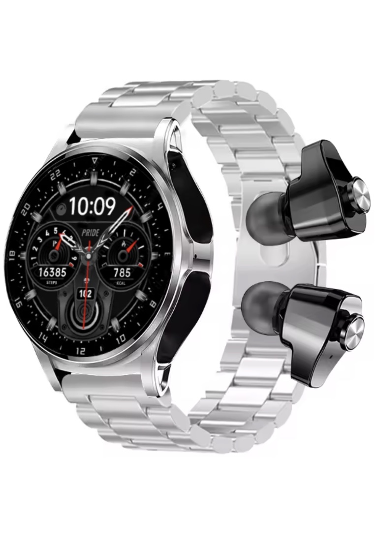 EGLANTINE IOS/Android Smart Watch with Built-in TWS Wireless Earphones - Two in one