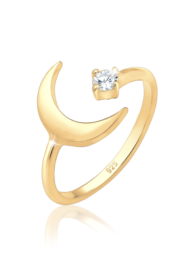 ELLI GERMANY Ring Crescent Astro ZirconiaGold Plated
