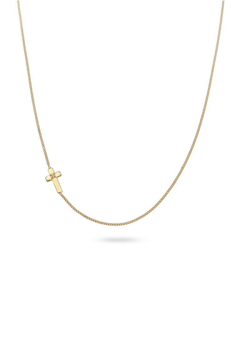 ELLI GERMANY Necklace Cross Basic Gold Plated Embellished With Crystals By Swarovski®