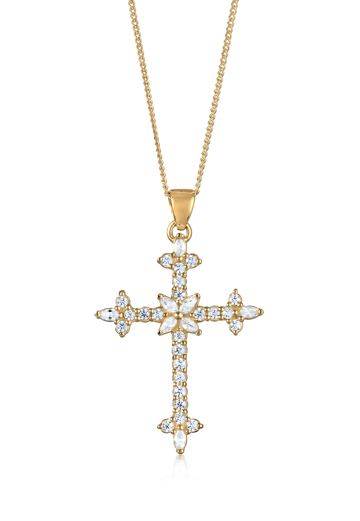ELLI GERMANY Necklace Cross Zirconia Gold Plated