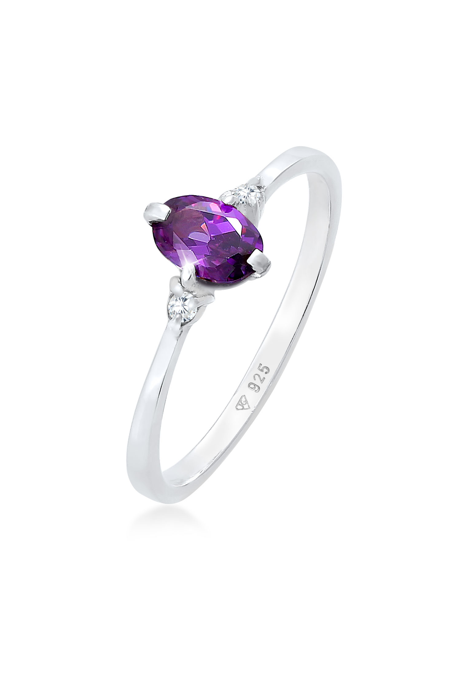 ELLI GERMANY Ring Solitaire Engagement Purple Sparkling Cubic Zirconia Crystals