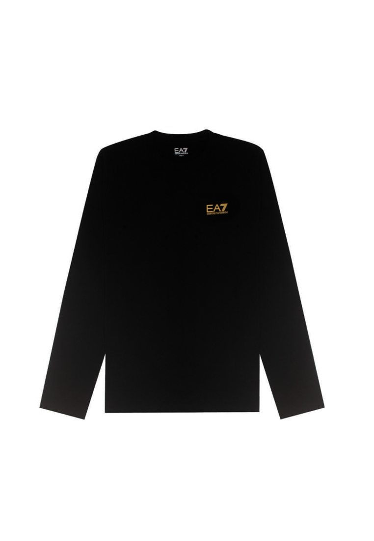 Emporio Armani EA7 Men’s Core Identity Long-Sleeved Cotton T-Shirt in Black 8NPT28 PJVQZ