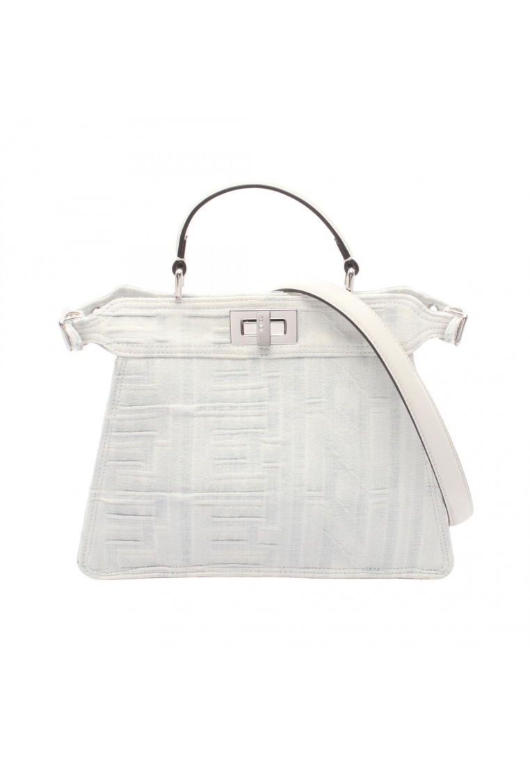 Fendi Pre-Loved Fendi FENDI × MARC JACOBS Peekaboo isee u Small Handbag denim leather Light blue whi
