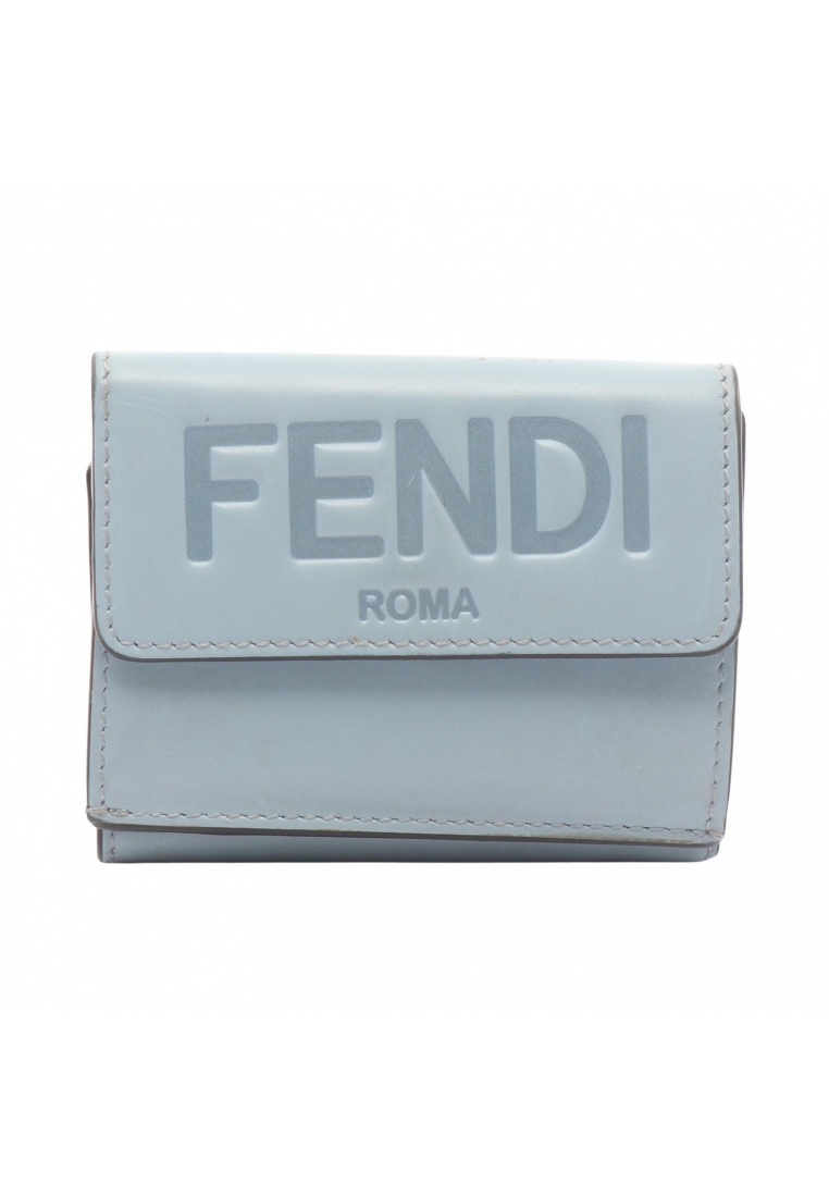 Fendi Pre-Loved Fendi logo trifold wallet leather Light blue