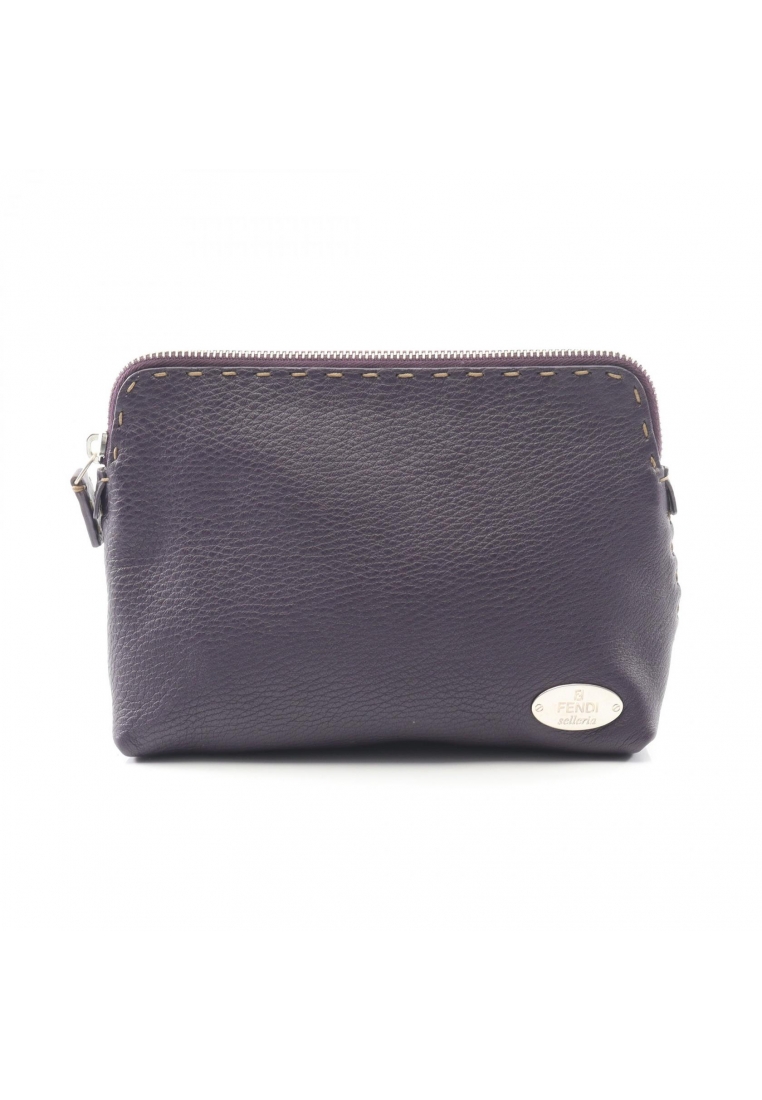 Fendi Pre-Loved Fendi Selleria Pouch leather purple metallic
