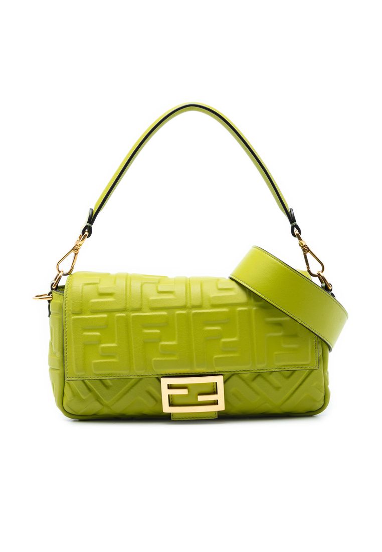 Fendi Pre-Loved Fendi Zucca Embossed Leather Baguette Satchel