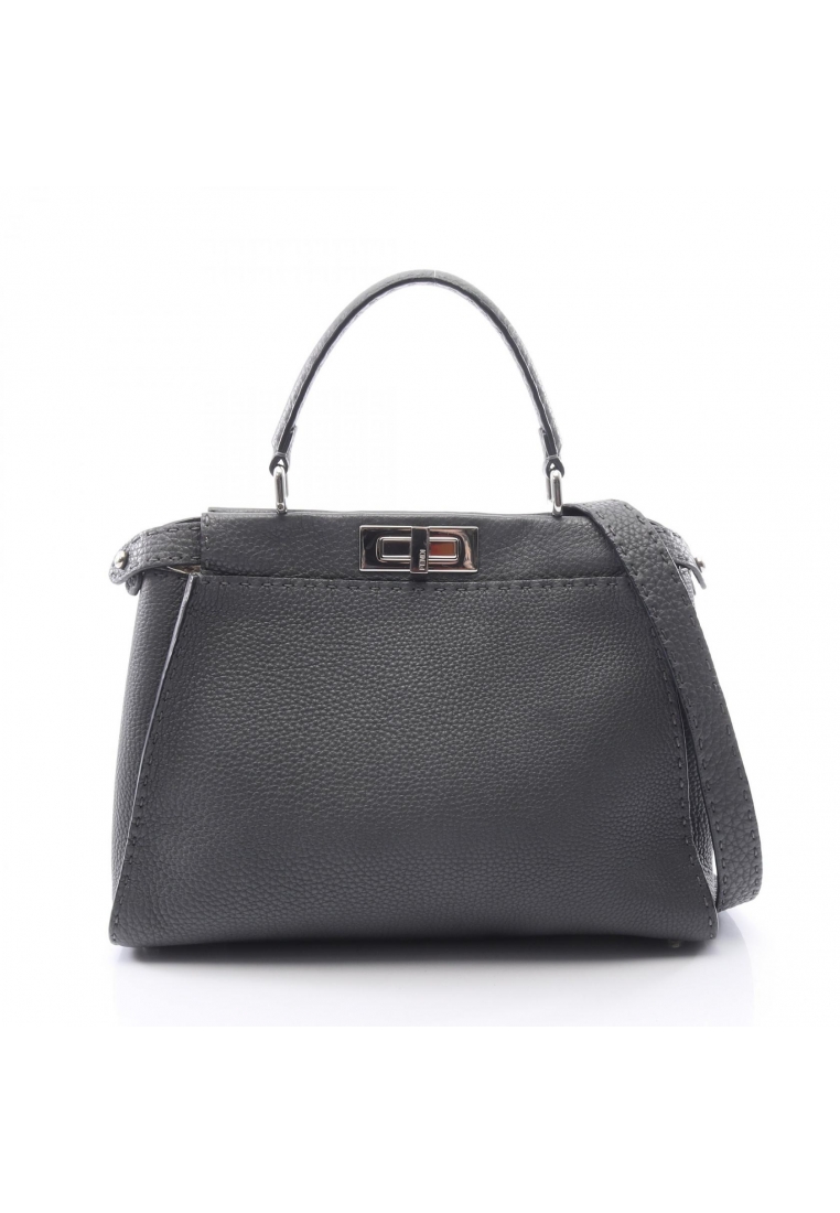 Fendi Pre-Loved Fendi Peekaboo regular Selleria 2WAY Handbag leather Dark gray