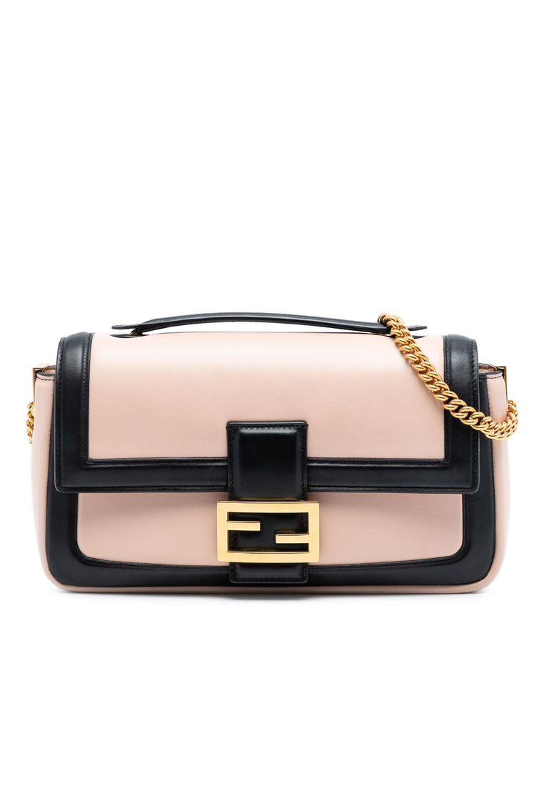 Fendi Pre-Loved Fendi Bicolor Leather Chain Midi Baguette