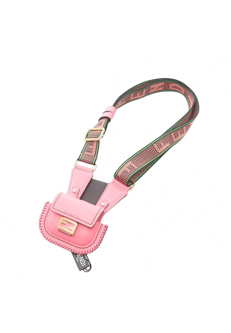 Fendi Pre-Loved Fendi Pico Pico bucket AirPods case earphone case leather pink