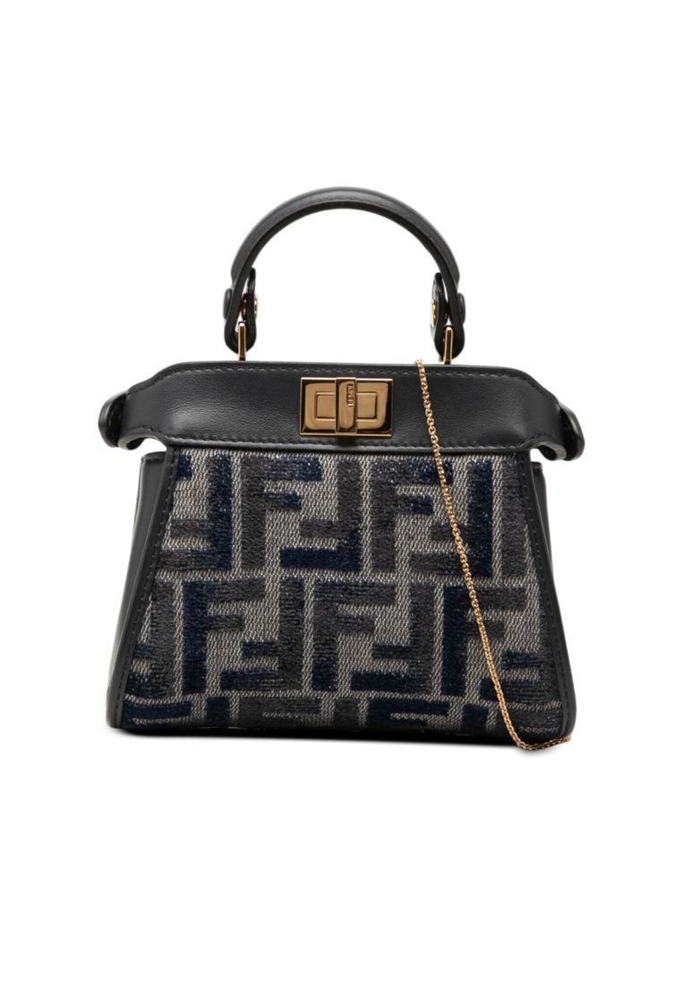 Fendi Pre-Loved Fendi Nano Zucca Chenille Peekaboo Satchel