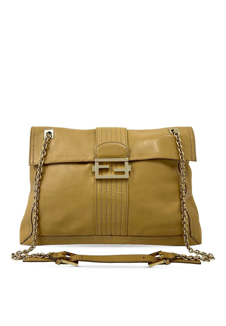 Fendi Pre-Loved Fendi Leather Maxi Baguette Flap Bag