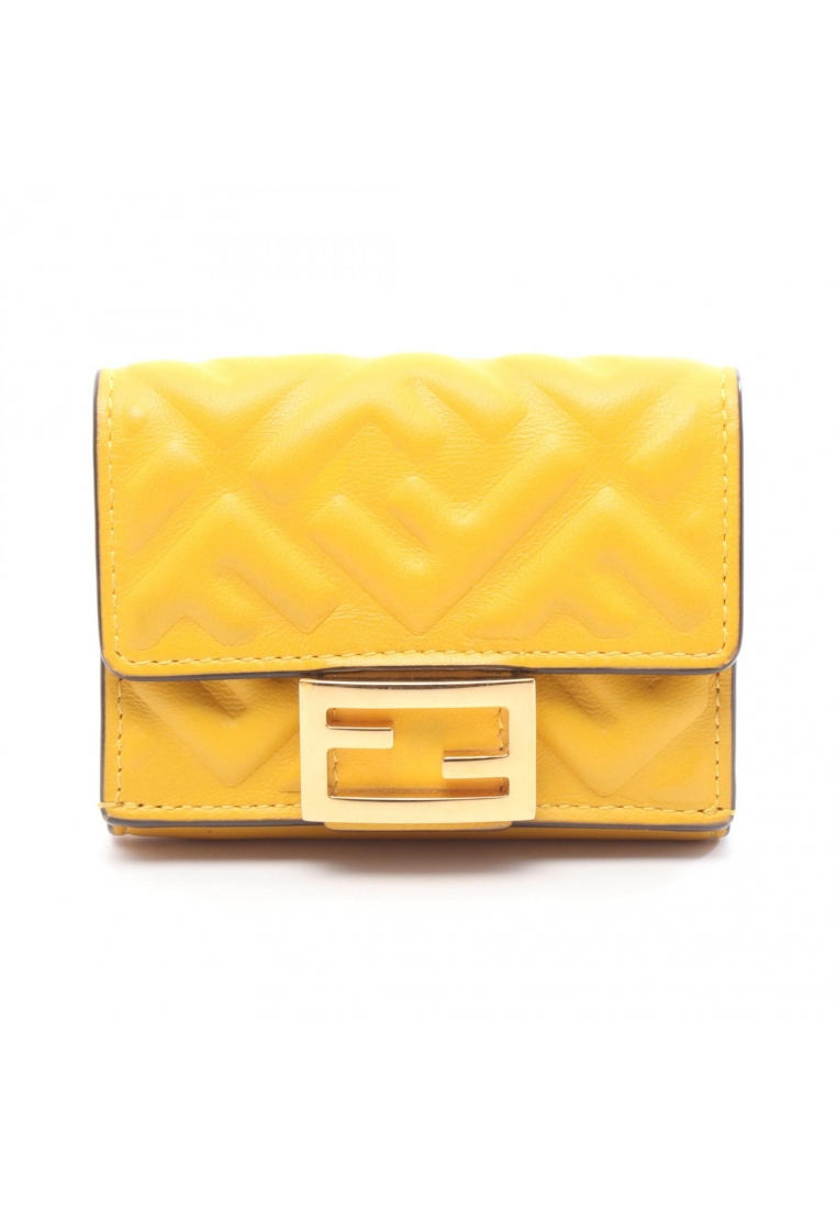 Fendi Pre-Loved Fendi bucket micro trifold wallet leather yellow