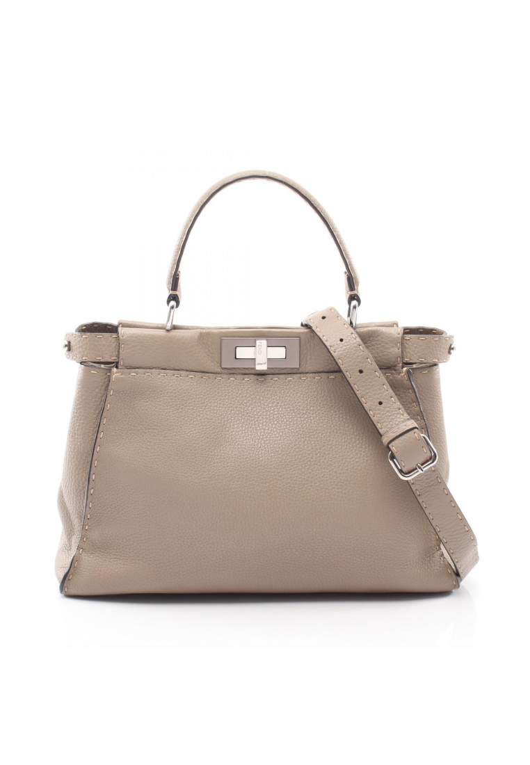 Fendi Pre-Loved Fendi Peekaboo regular 2WAY Handbag leather Gray beige