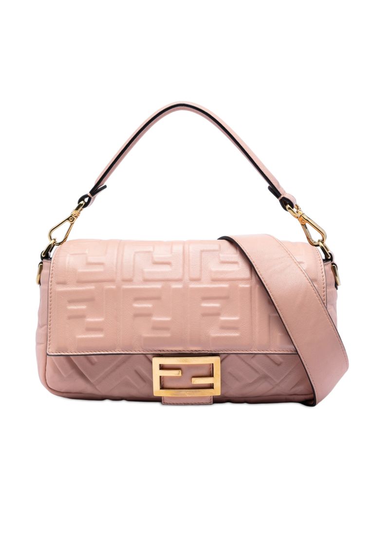 Fendi Pre-Loved Fendi Zucca Embossed Leather Baguette Satchel